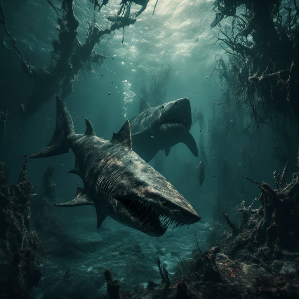Macabre Zombie Shark in Detailed Fantasy Art