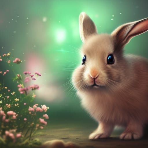 Cute Baby Rabbit in Kawaii Style