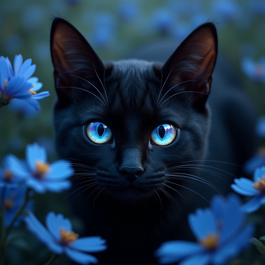 Mesmerizing Galactic Eyes: Black Cat Portrait