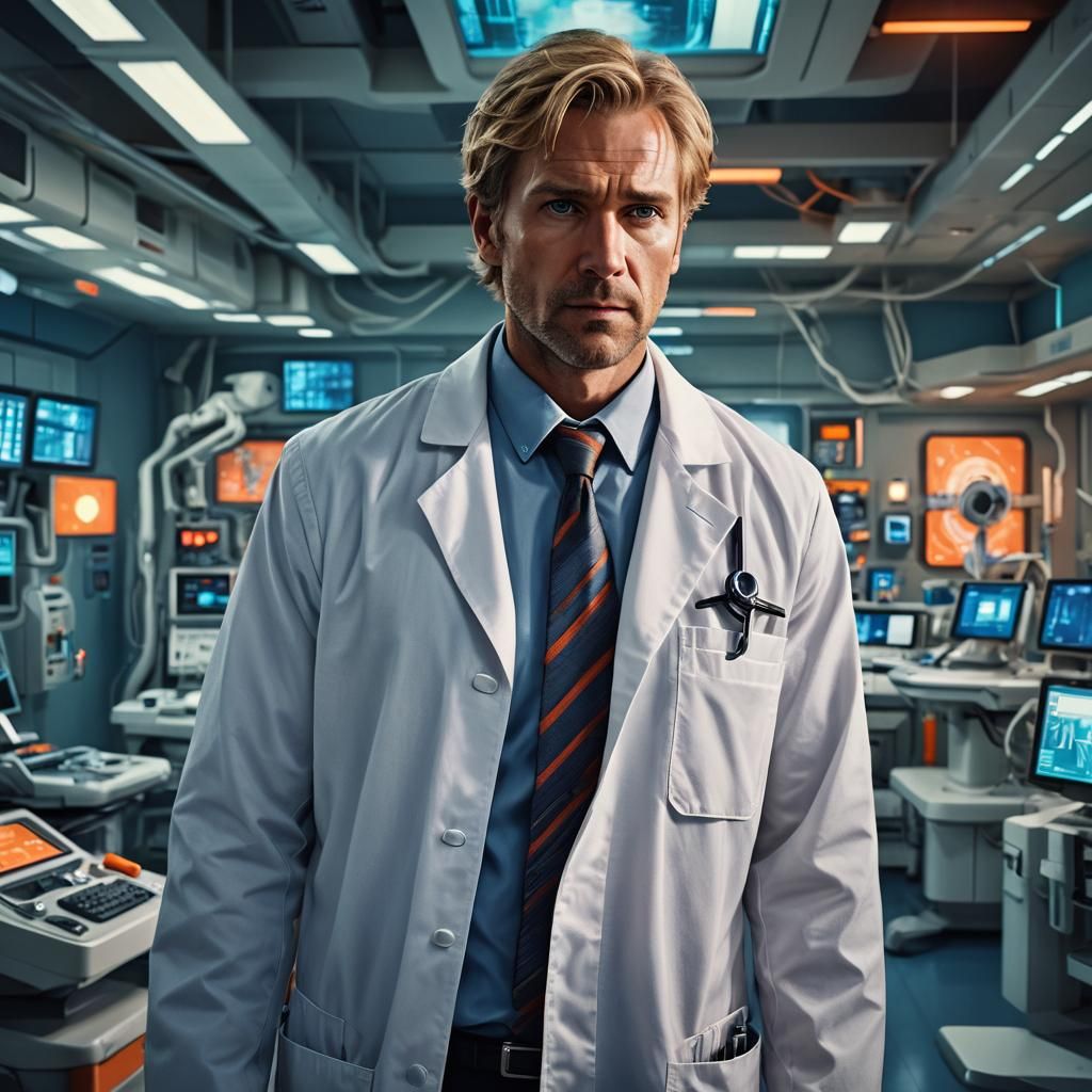 Man in Futuristic ER: Matte Painting Concept Art