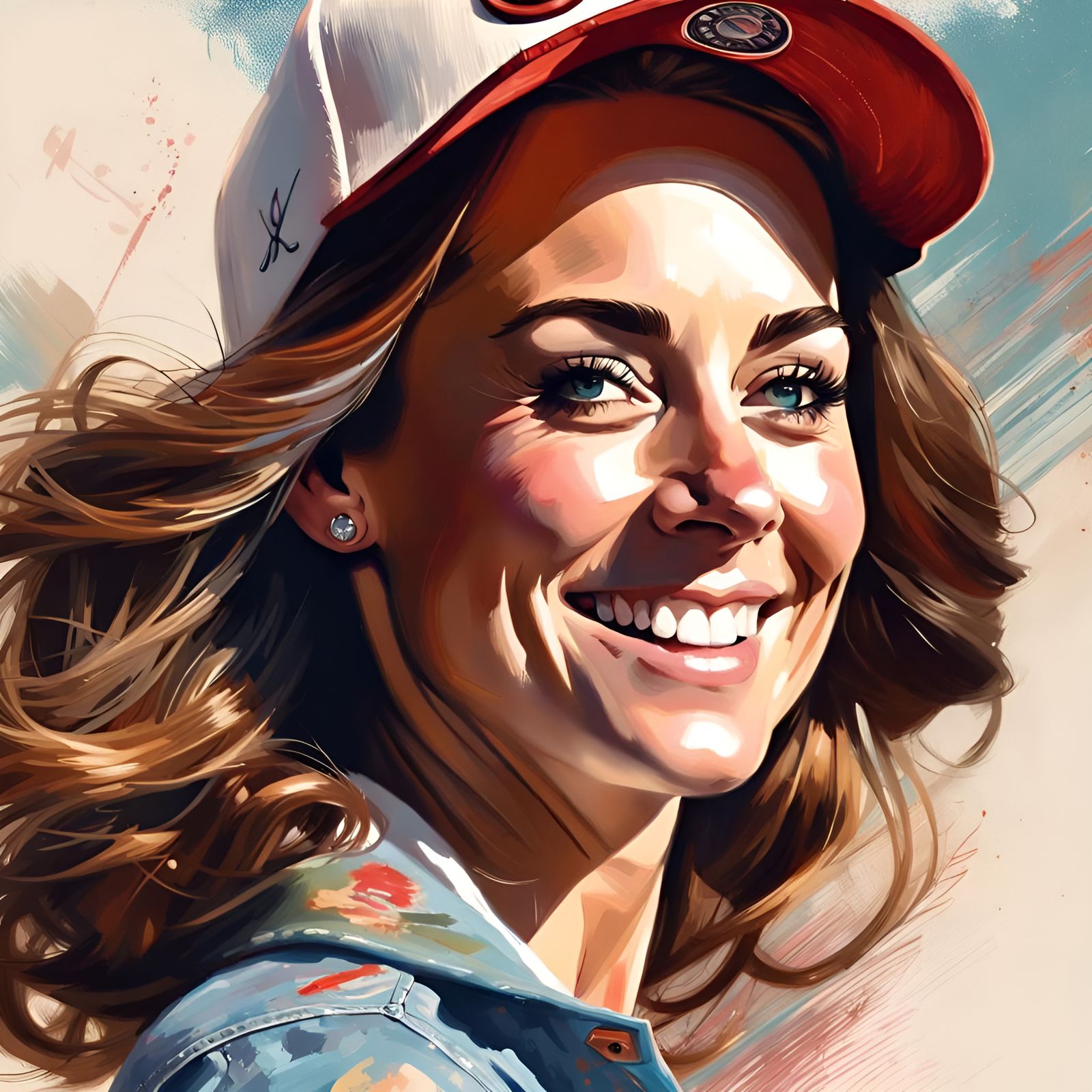 Kate Middleton Skateboarding Portrait in Classical Style