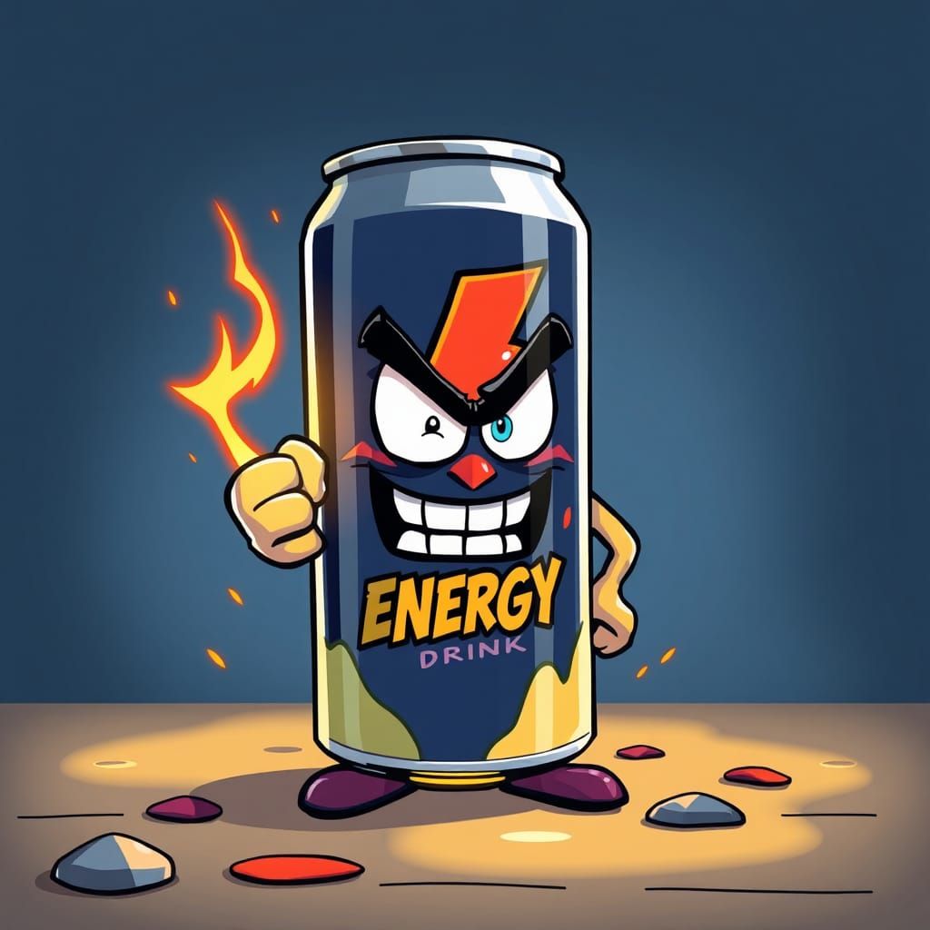 Angry Energy Drink Cartoon Character