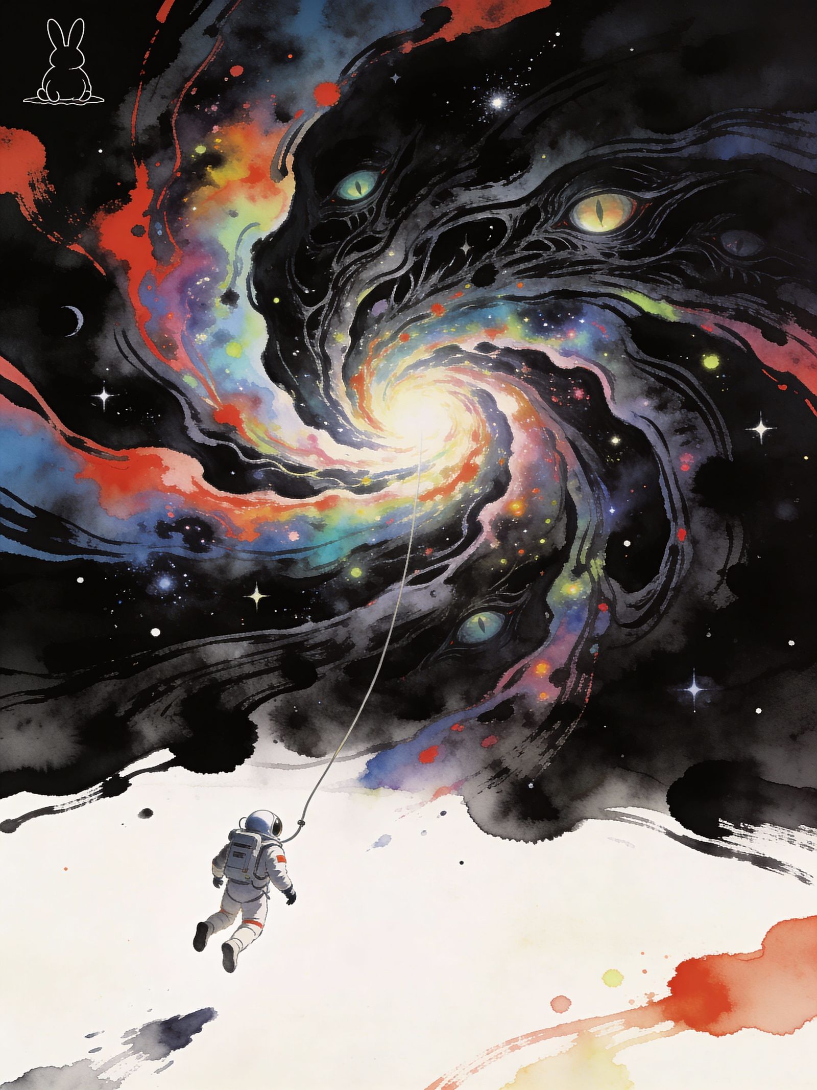 Astronaut Tethered to Cosmic Eldritch Entity in Alcohol Ink ...