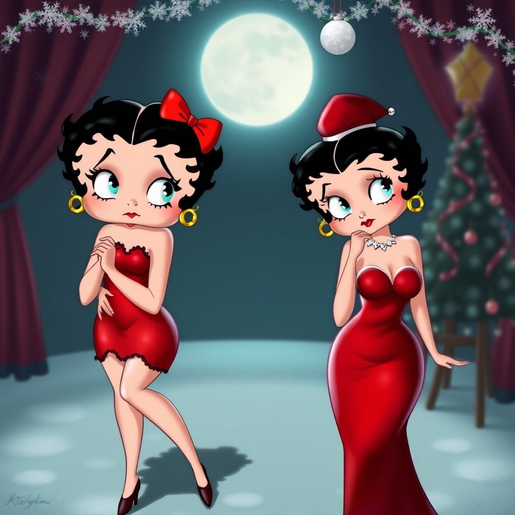 Betty Boop Christmas Party, Digital Art Style