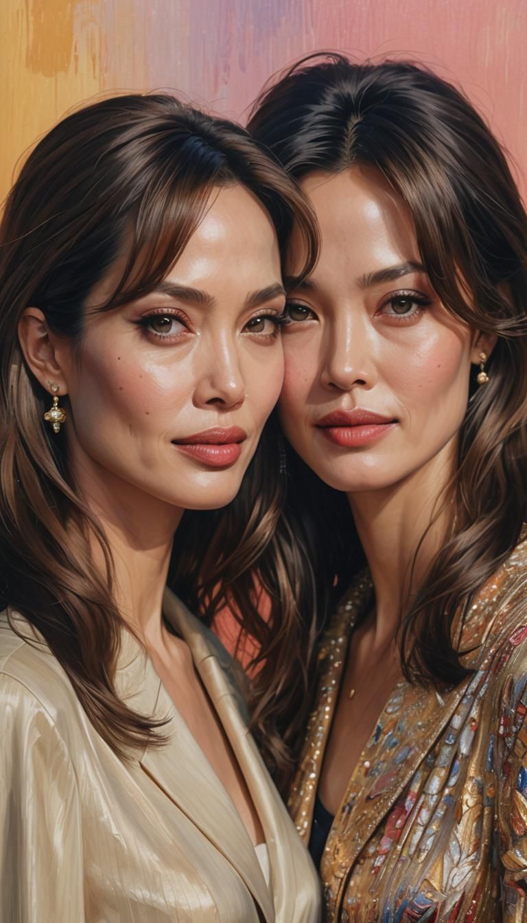 Hyperrealistic Portrait of Angelina Jolie and Song Hye-kyo