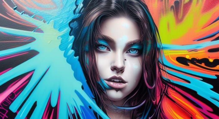 Teenage Graffiti Art in Comic Book Style