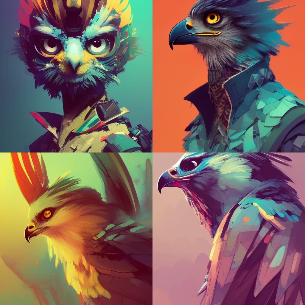 Beautiful Hawk Portrait in Anime Manga Style