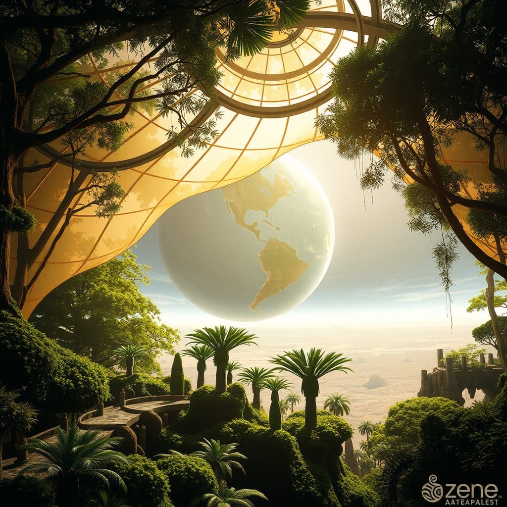 Lush Biodome Forest Contrasts Barren Earth