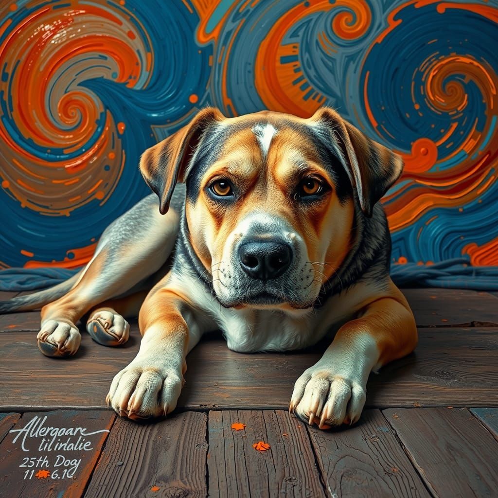 Melancholy Dog in Van Gogh Style