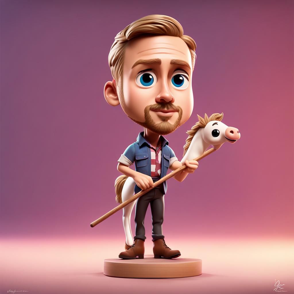 Ryan Gosling as Ken Bobblehead in 3D Digital Art
