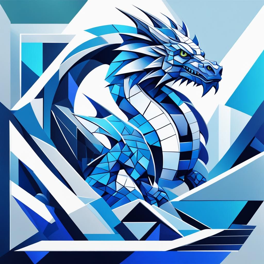 Ocean Dragon in Cubist Art Deco Style