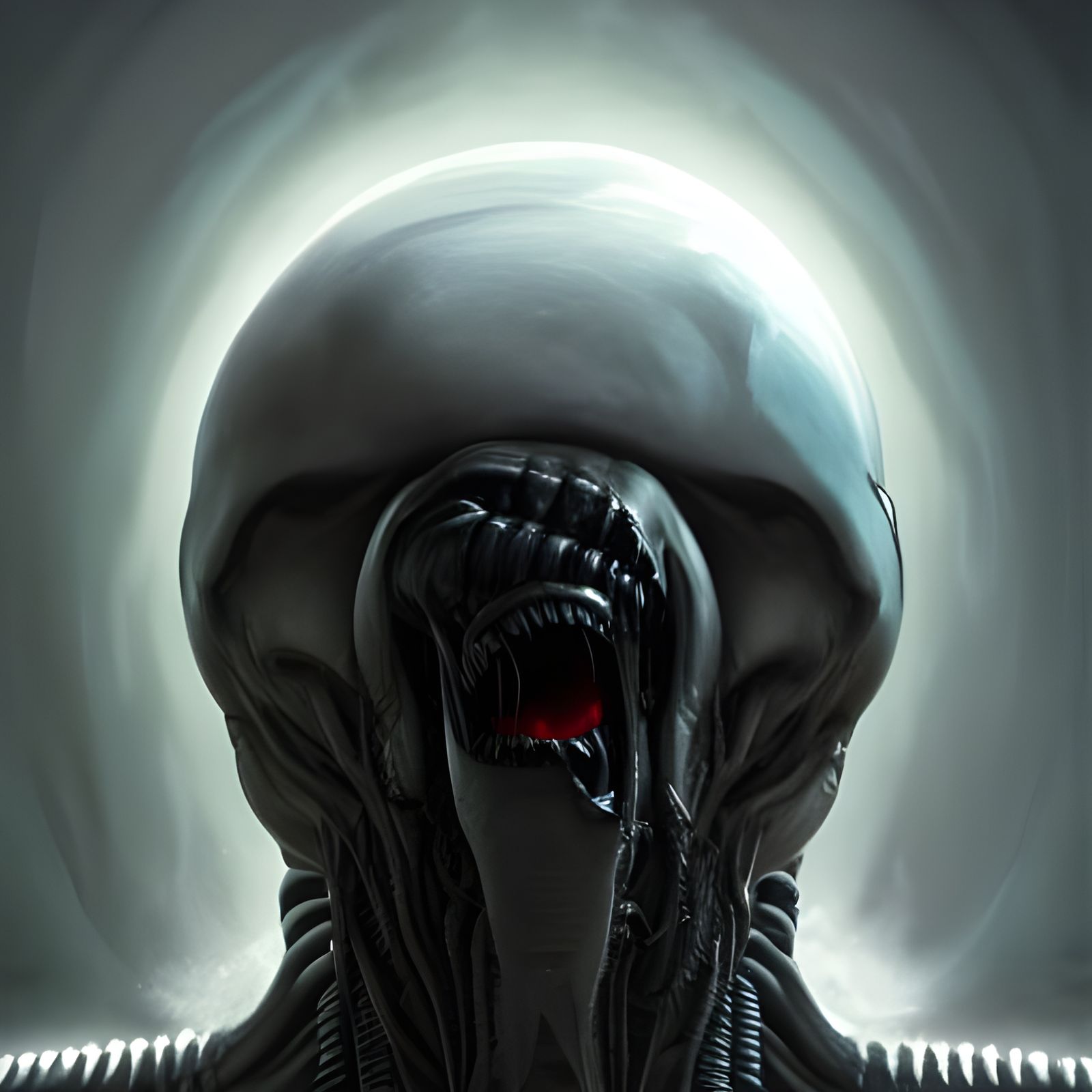 Inverted Xenomorph Mask: Dark Fantasy Concept Art