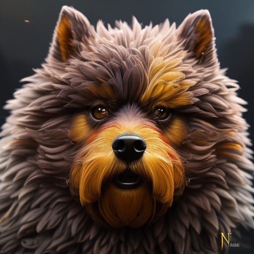 Happy Terrier Dog in Detailed Digital Painting