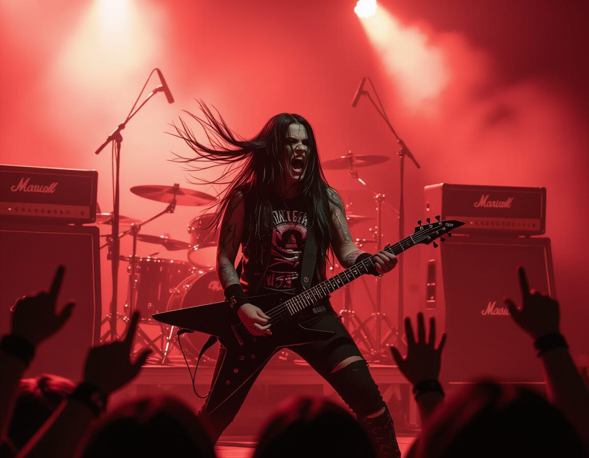 Female Death Metal Vocalist Screaming on Stage in Brazil