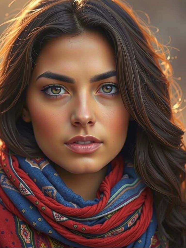 Gorgeous Romani Woman in Hyperrealistic Portrait