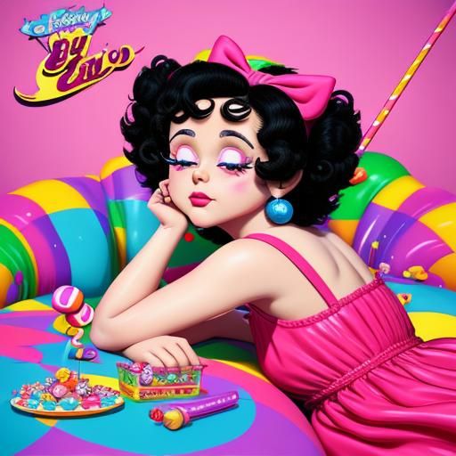 Betty Boop Sleeping in Candy Art Style
