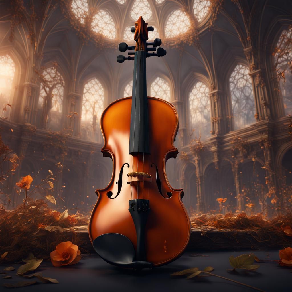 Detailed Fantasy Violin in Deep Color
