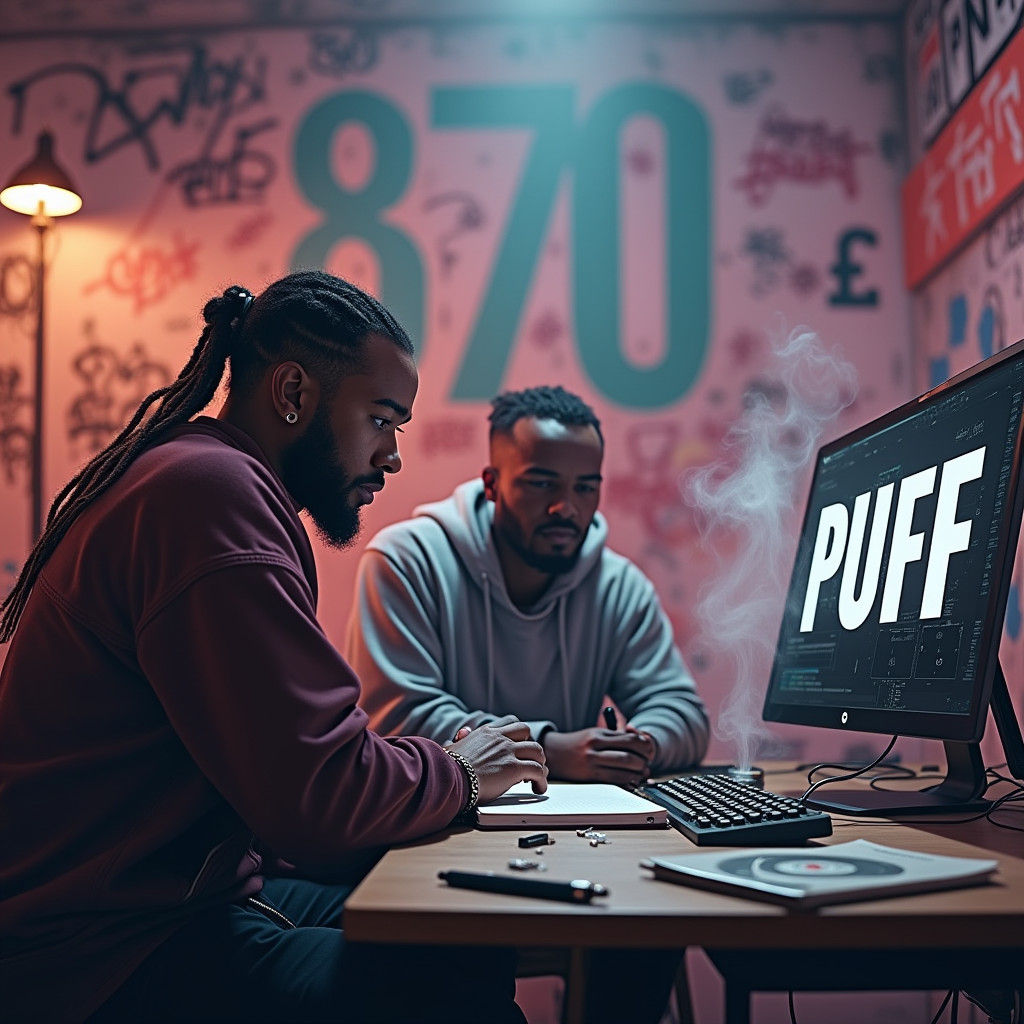 Rappers in Dimly Lit Recording Studio: Matte Painting