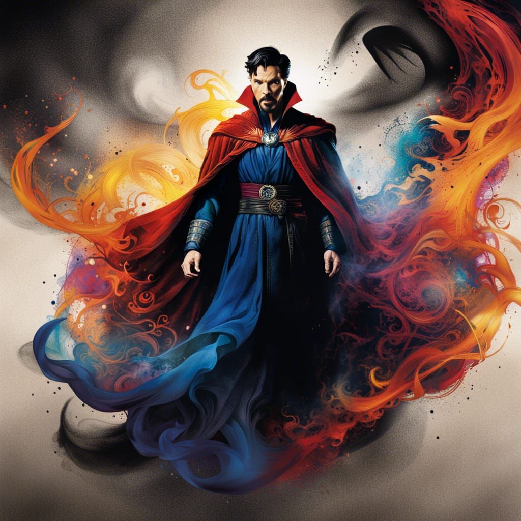 Doctor Strange in Flowing Abstract Smoke Art
