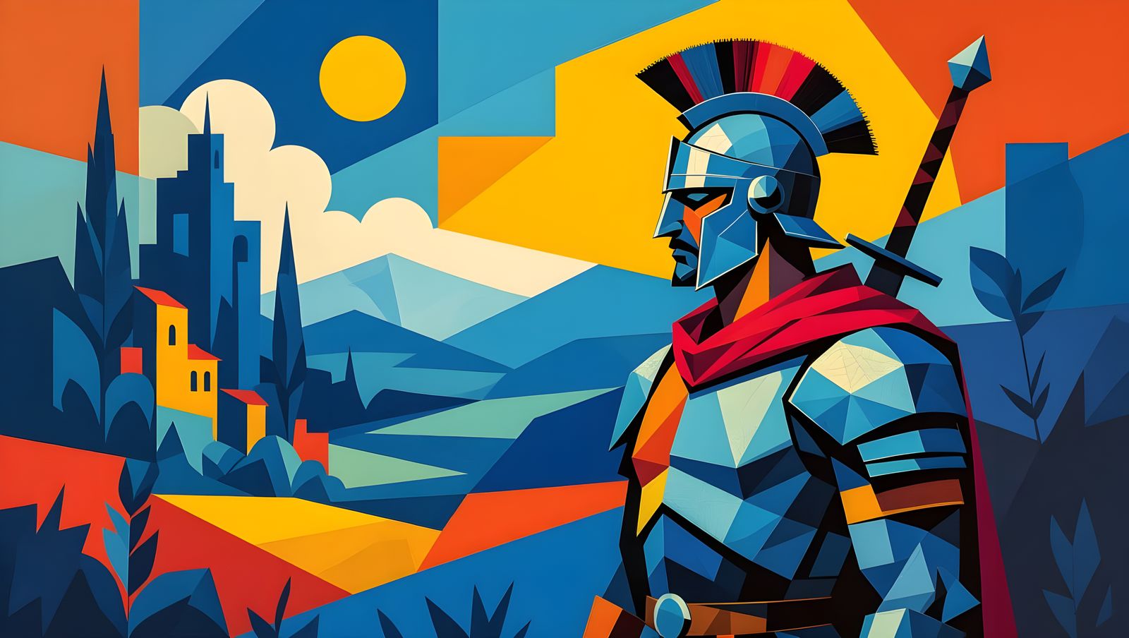 Vibrant Cubist Masterpiece in Guernica's Bold Style