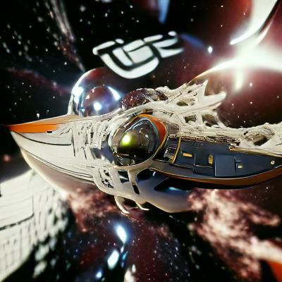 Futuristic Spacecraft Ascends Through the Cosmos