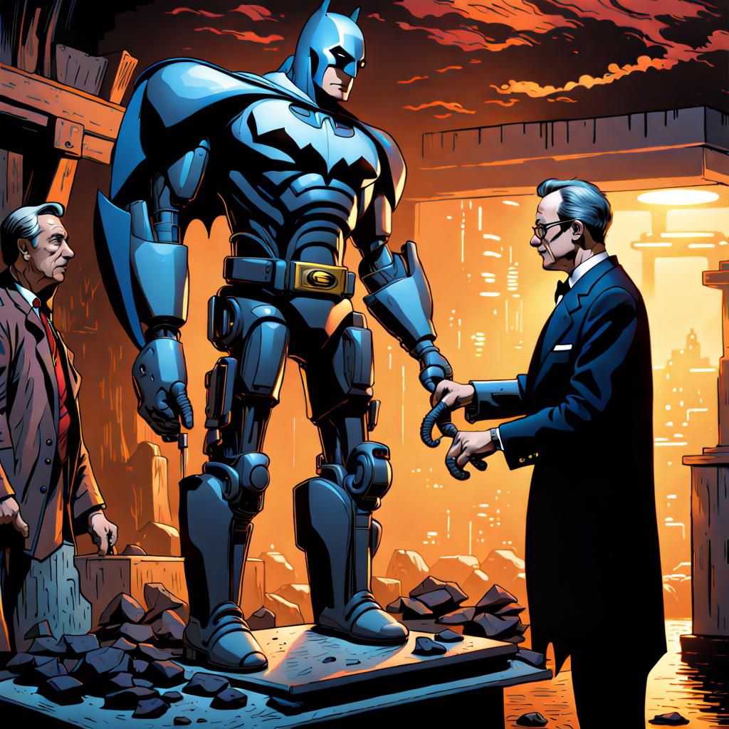 Hyperrealistic Robot Alfred Pennyworth in Batcave