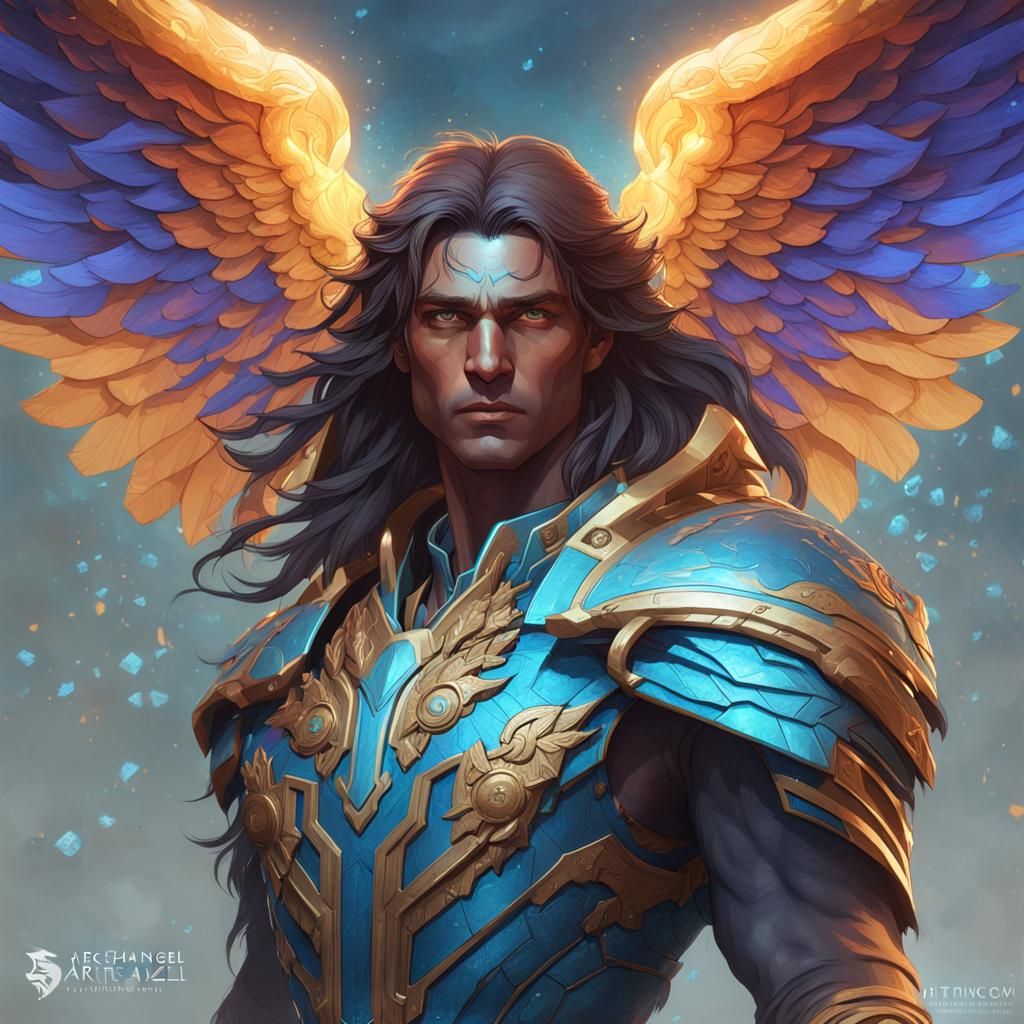 Archangel Raziel head and shoulders portrait, 8k resolution concept art portrait by Greg Rutkowski, Artgerm, WLOP, Alpho...
