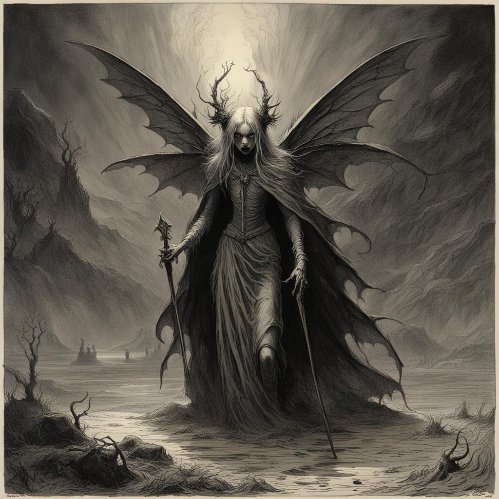 Scary Evil Fairy Girl: A Horror Art Piece