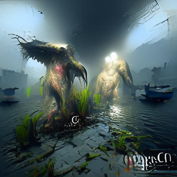 Creepy Dagon Monster Concept Art in 8k