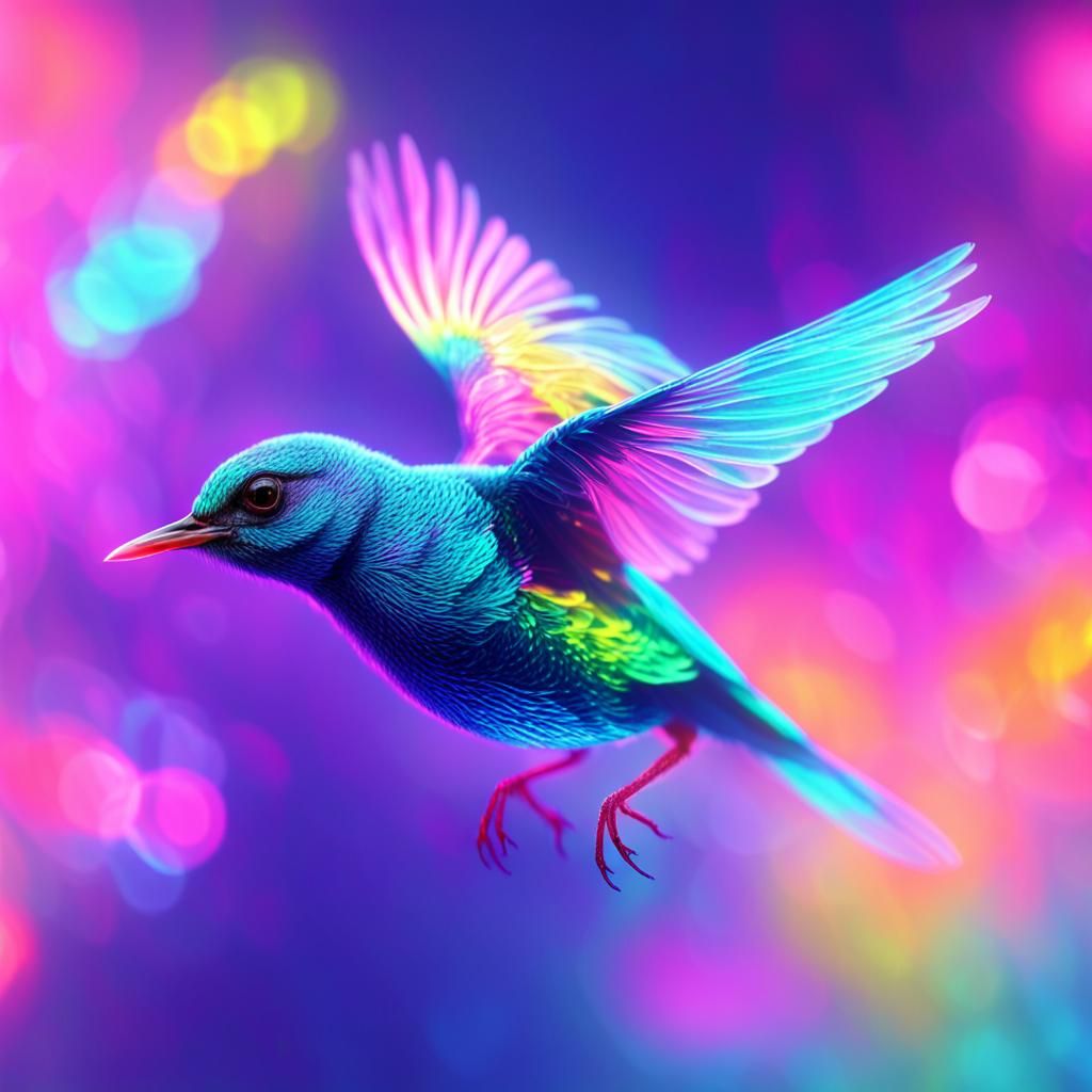 Luminous Bird of Glowing Gel: Digital Art