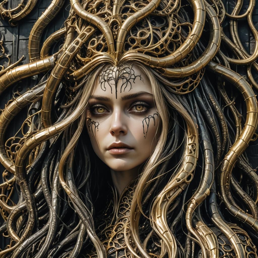 Sinister Rapunzel in Dark Gothic Tower