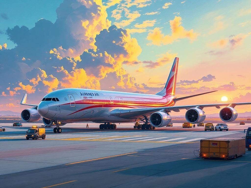 Commercial Airliner Prepares for Takeoff