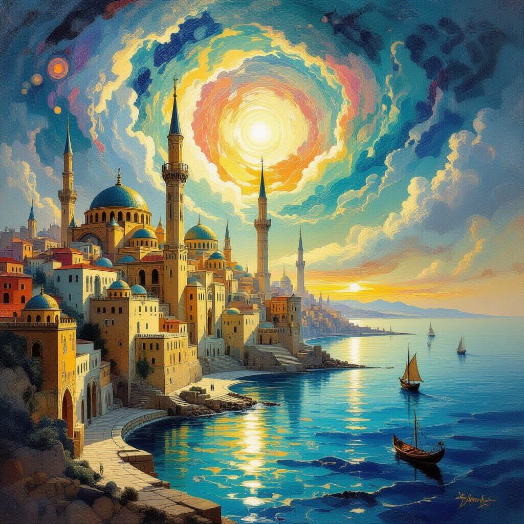 Surreal Alexandria Dreamscape in Oil Painting Style
