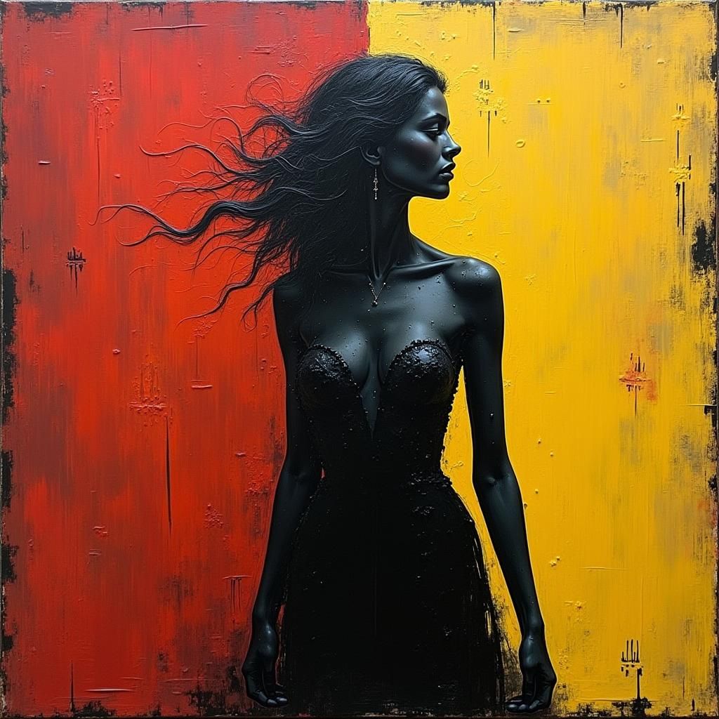 Mysterious Woman: Abstract Expressionism in Mixed Media