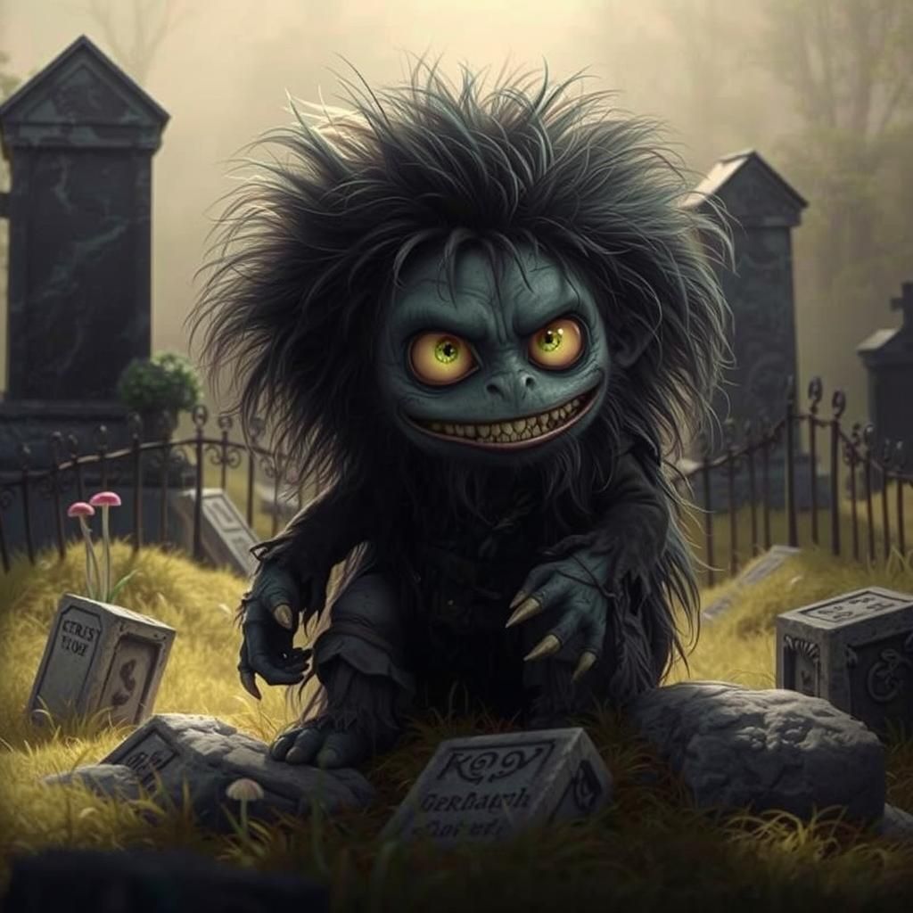 Goblin in Graveyard: Pixar-Style 3D Digital Art