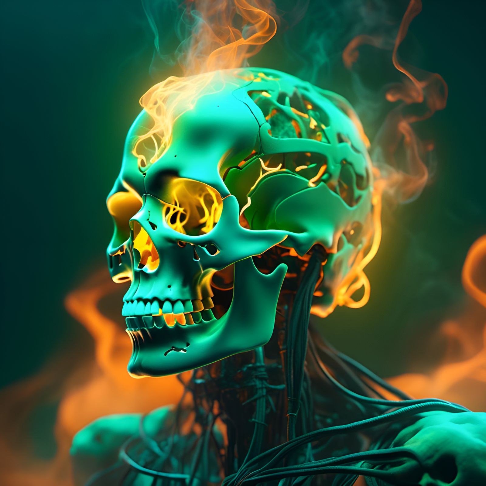 : The Wanderer : Electric plasma skull in dim light