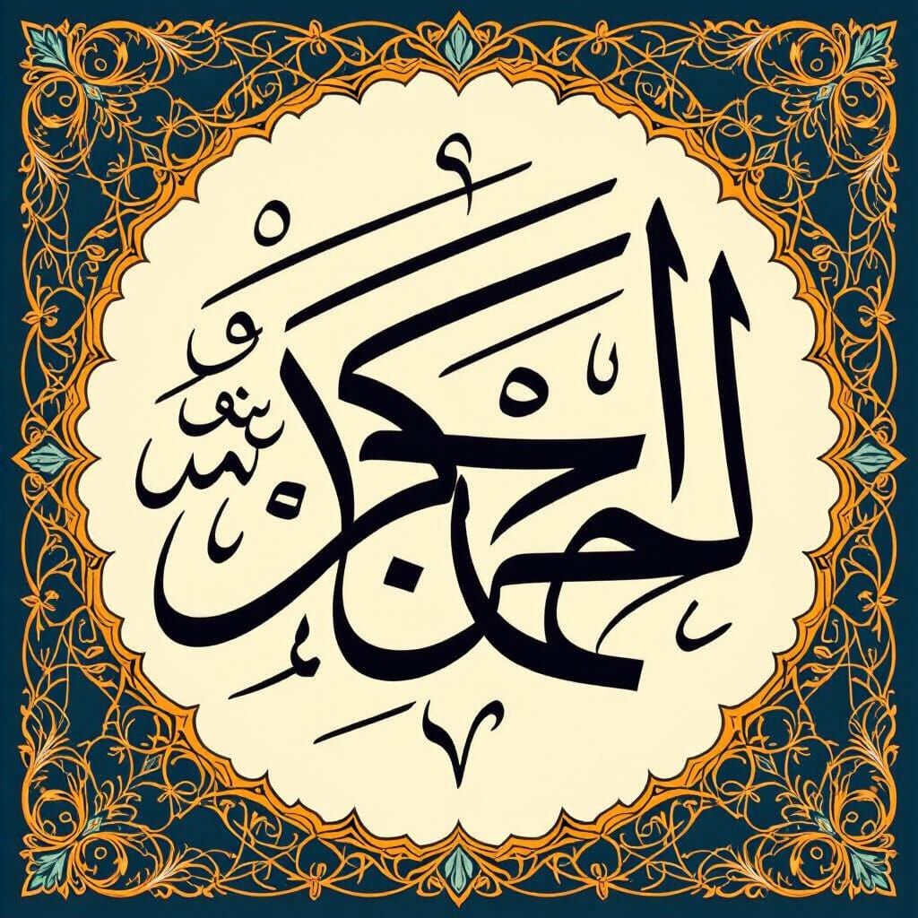 Elegant Golden Arabic Calligraphy with Abstract Elements