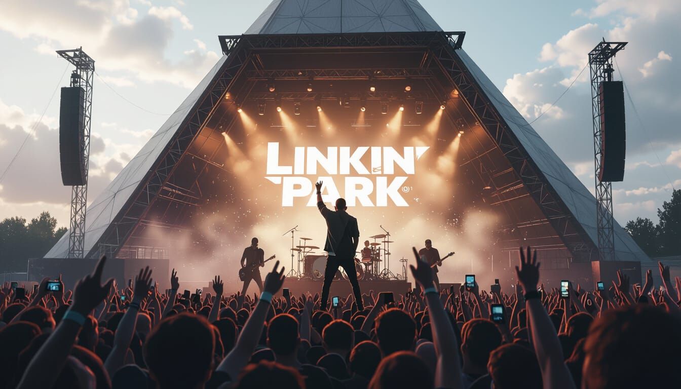 Linkin Park at Glastonbury Pyramid Stage in Hyperrealism
