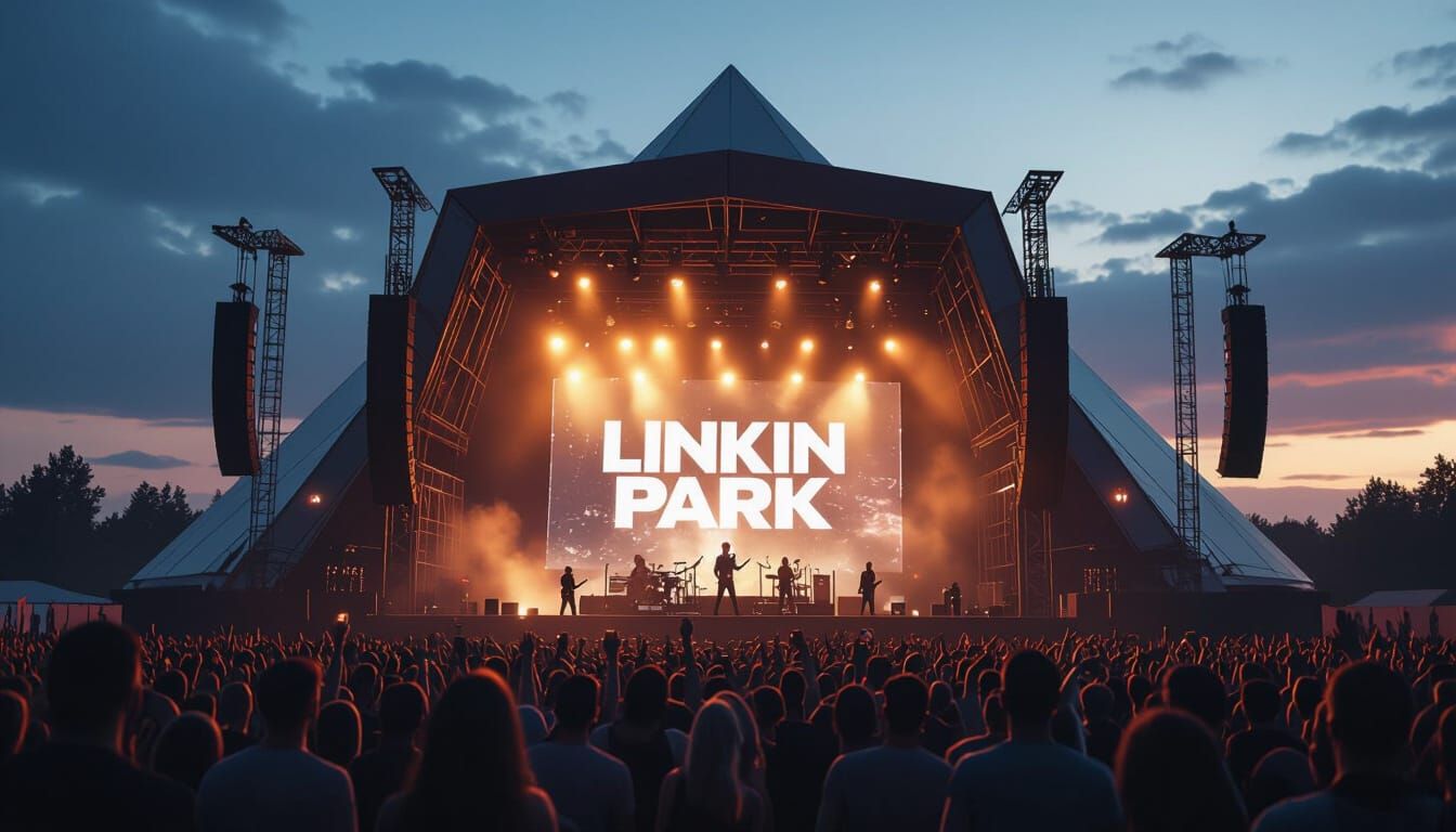Linkin Park on Glastonbury Stage at Dusk