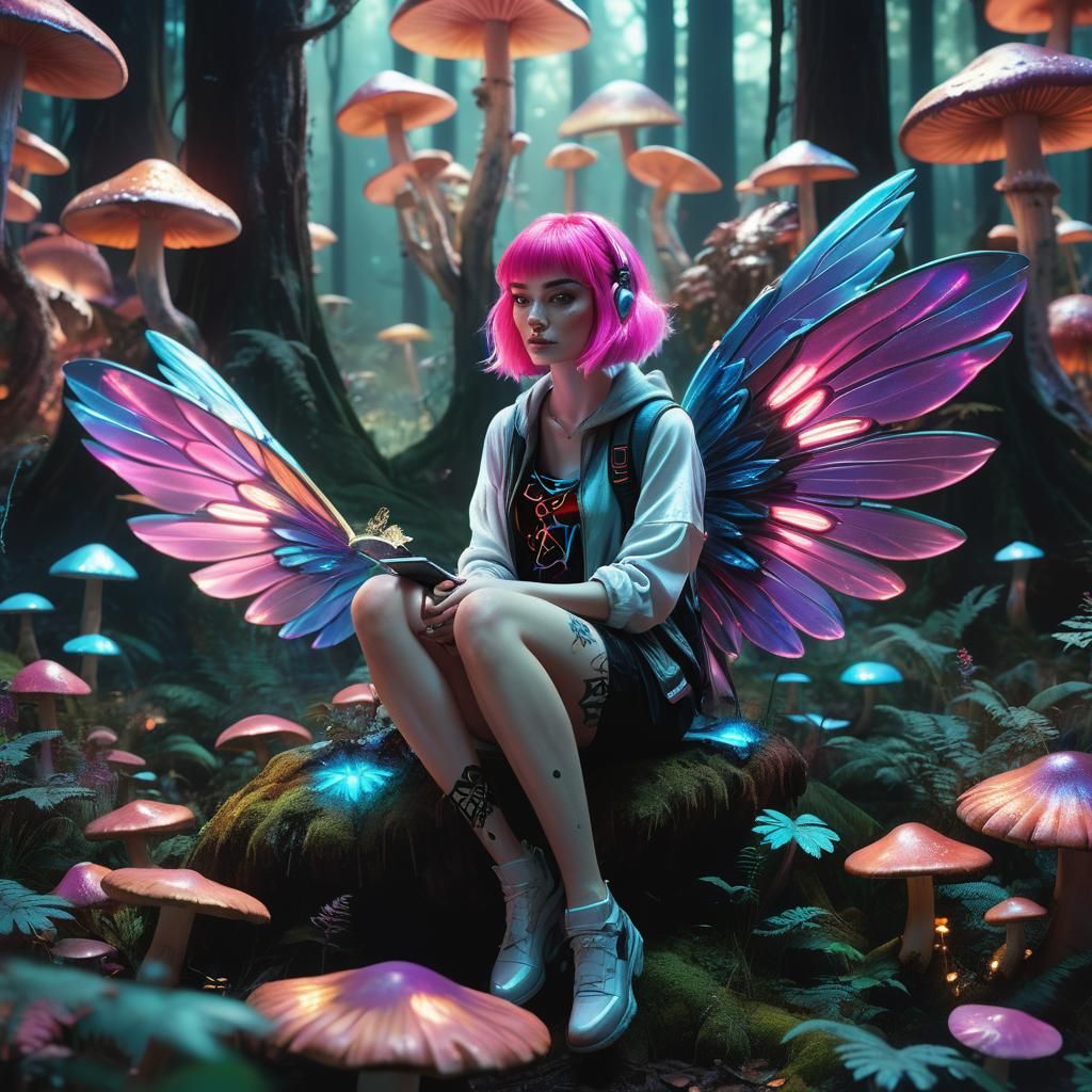 Dreamlike Fantasy Concept Art in Neon Noir Style