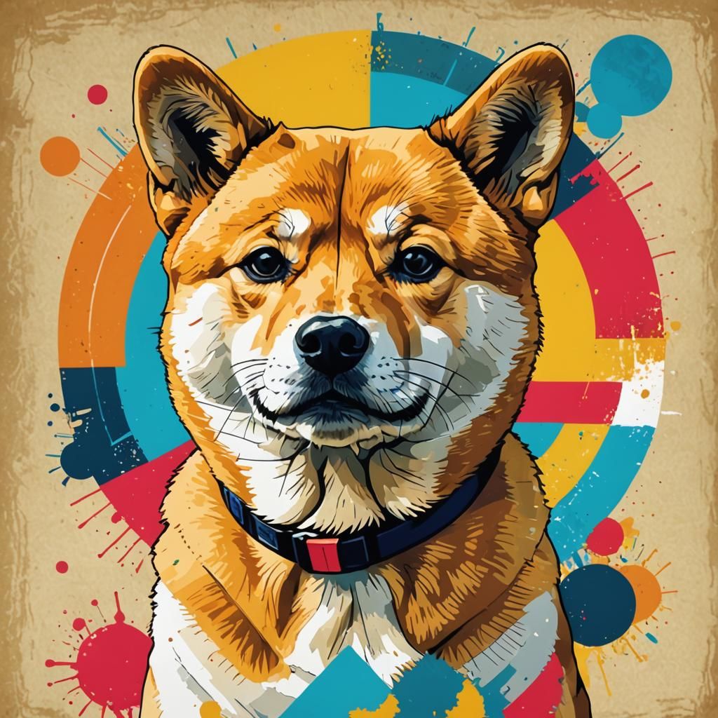Pop Art Shiba Inu in Bauhaus Style