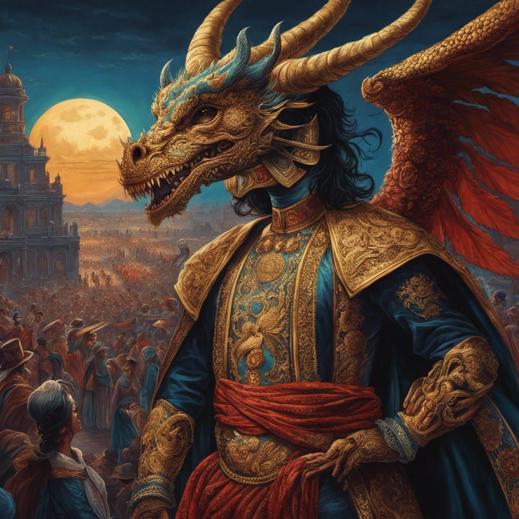 Day of the Dead Dragon in Baroque Style