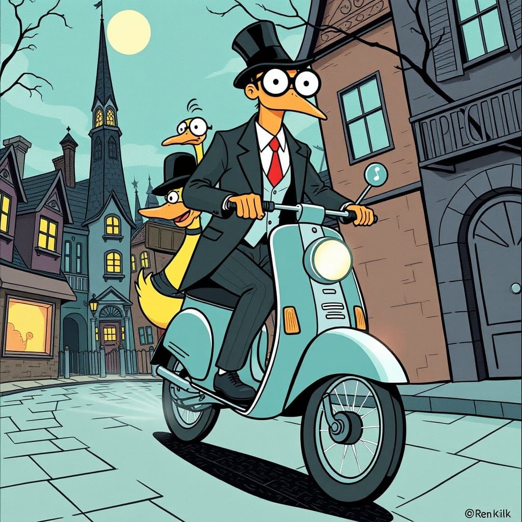 Inspector Blink Rides Invisible Scooter in Mystical Town