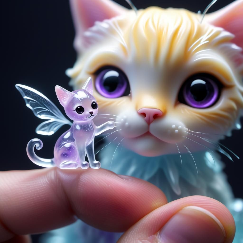 Ice Fairy Macro Shot with Curious Cat