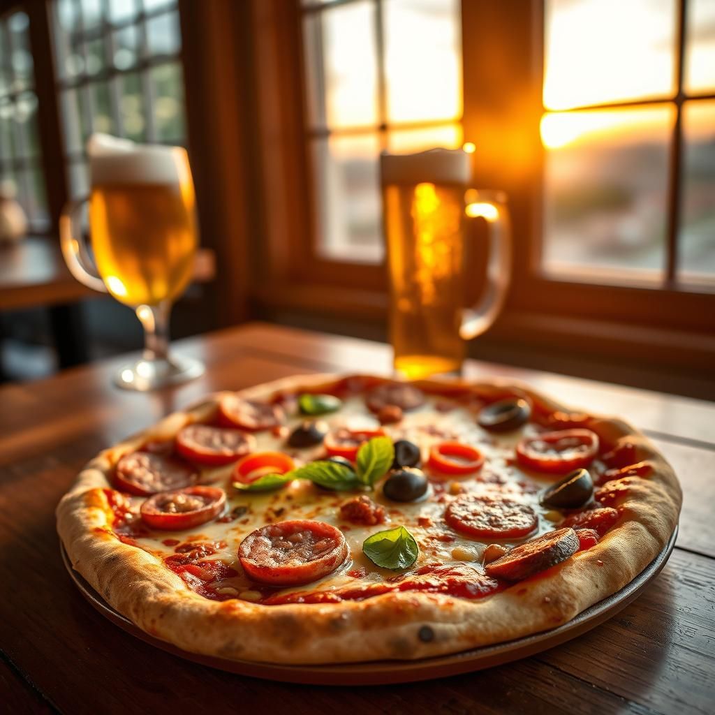 Mexican Pizza with Roast Meat in Food Photography Style