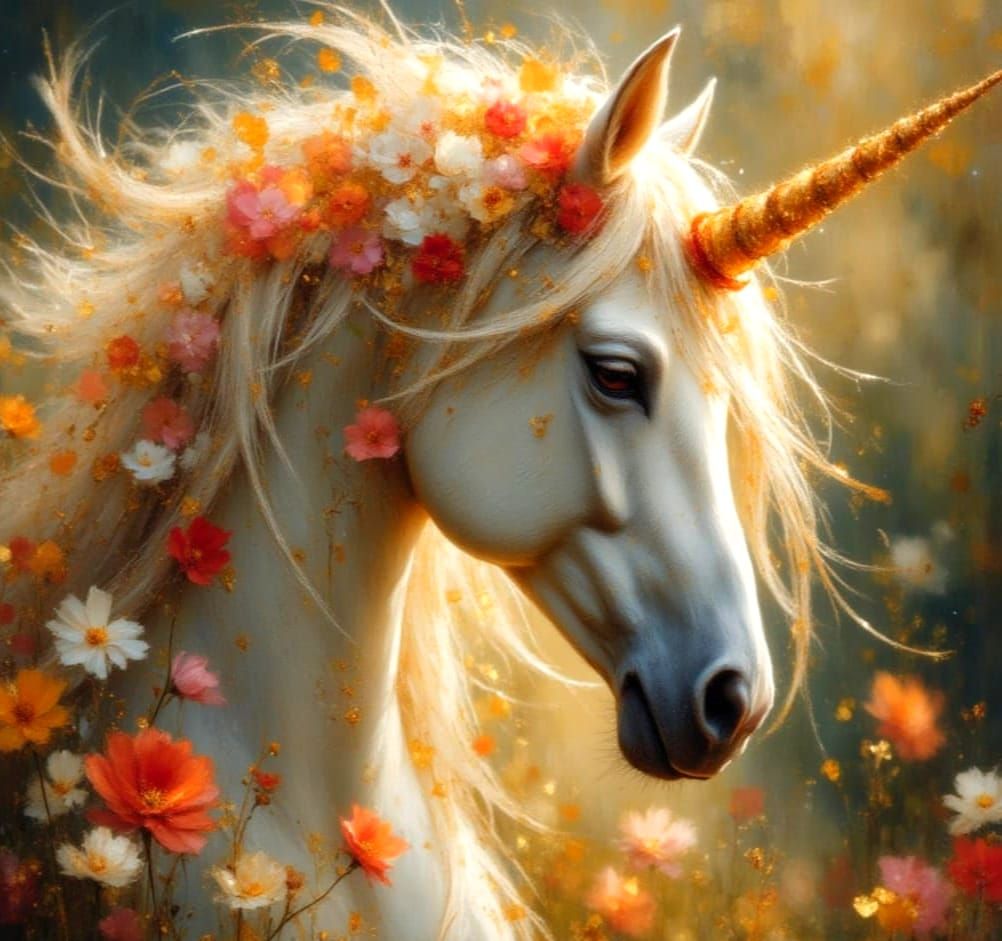 Mystical Unicorn in Dreamy Forest Dawn