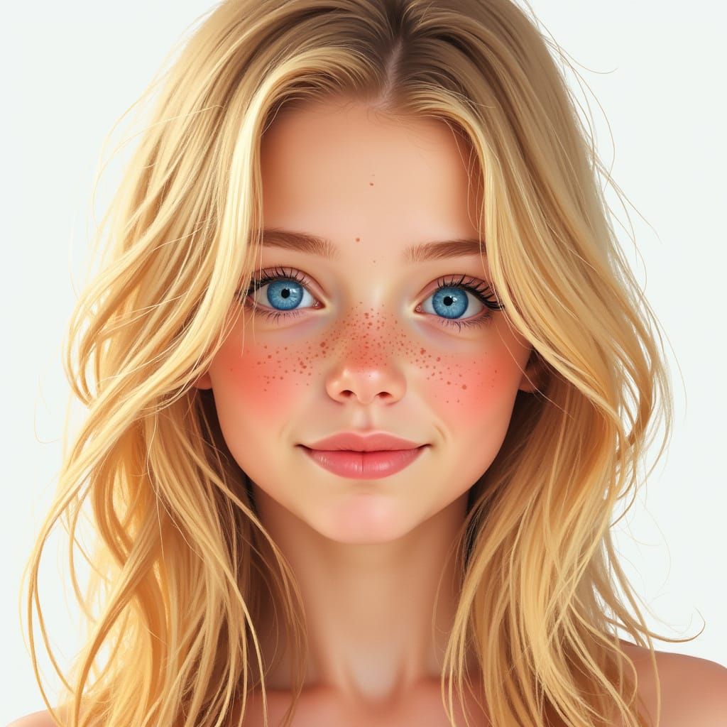 Blonde Cheerleader Portrait in Whimsical Watercolor Style