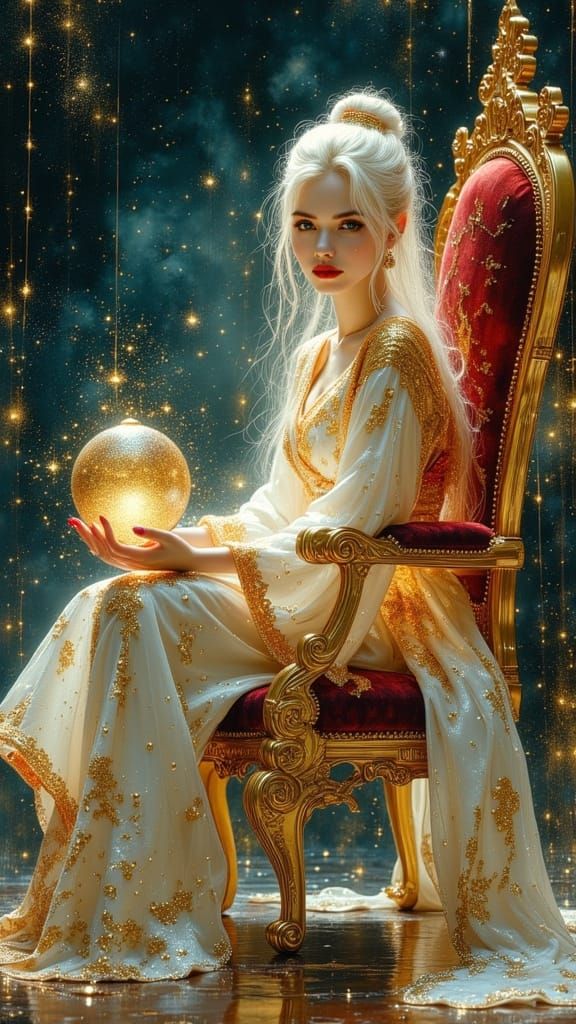 Ethereal Geisha with Serpent Tail in Space