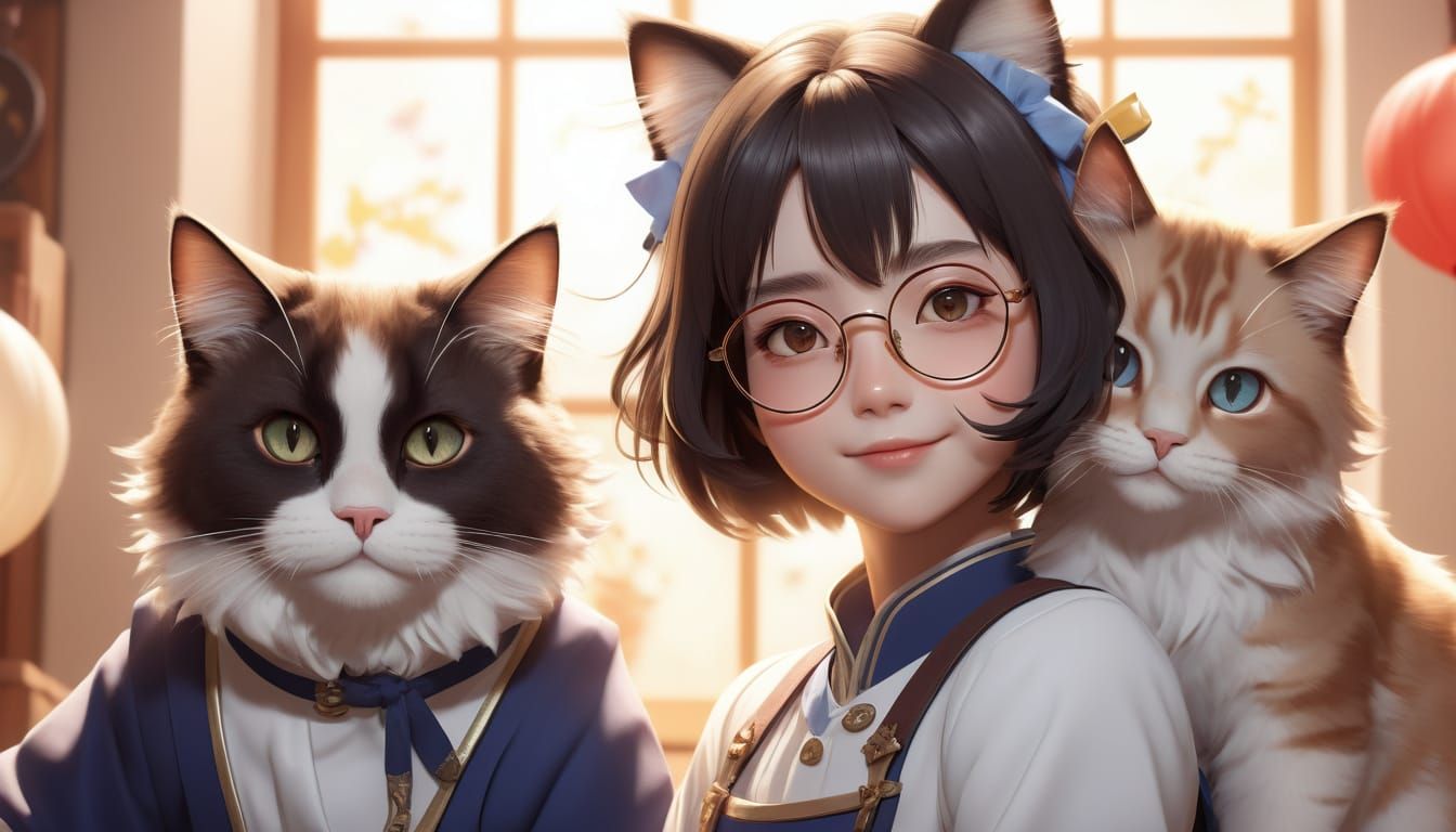 Surreal Mother's Day Celebration in Vibrant Anime Style