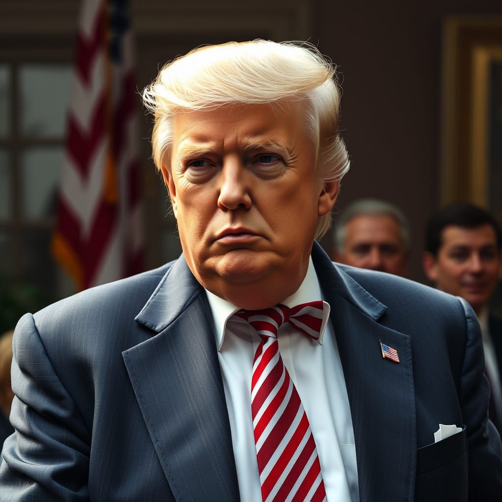 Donald Trump in Klederdracht: Photorealistic Protest Scene